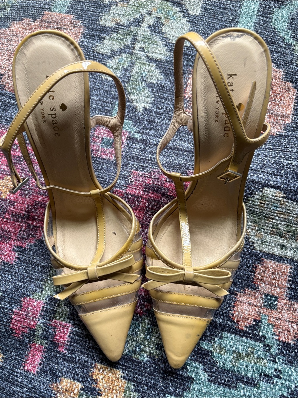 kate spade Yellow Pointed Toe Bow Slingback Heels